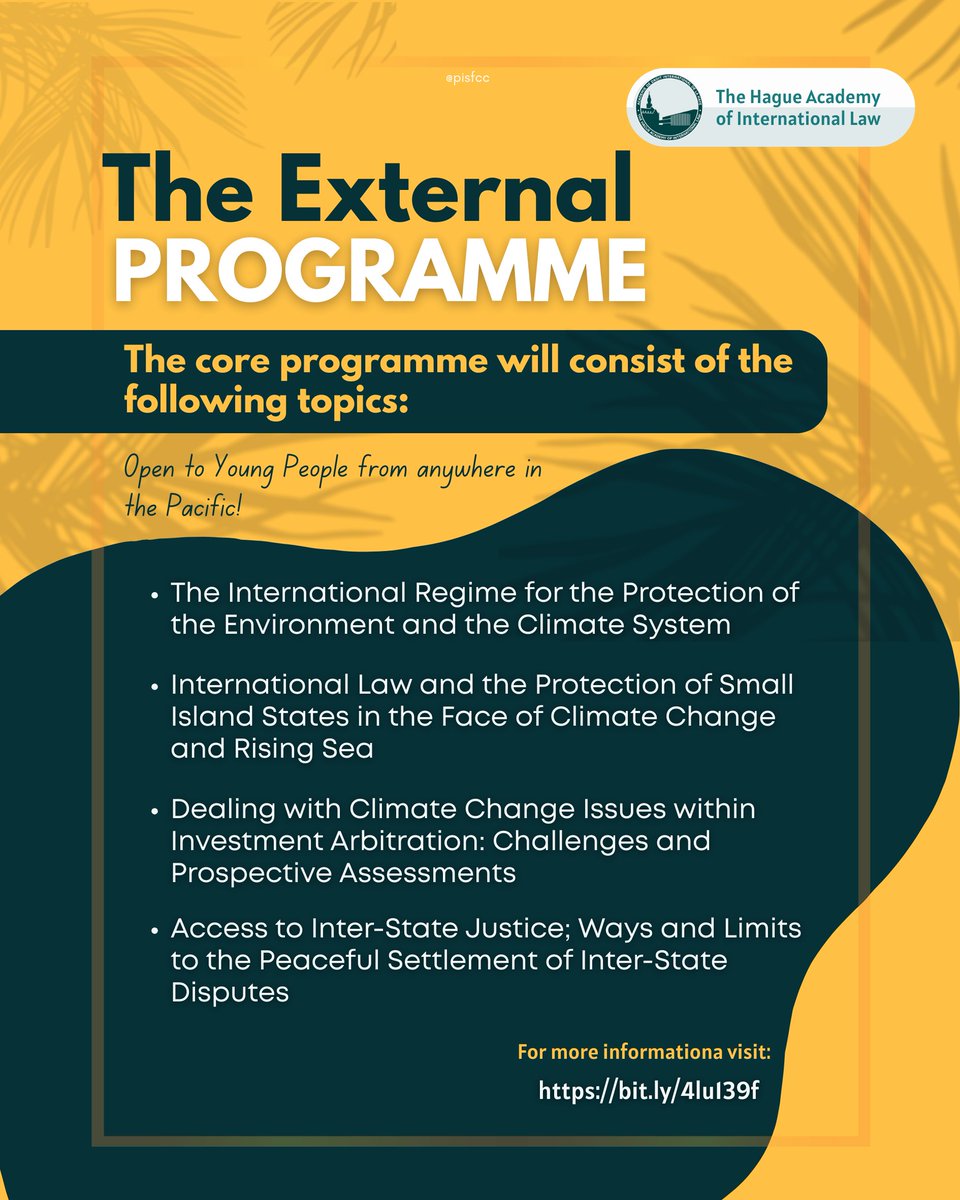 pisfcc's tweet photo. Here’s a great fully funded opportunity from 'The Hague Academy of International Law'

Their External Programme is coming to Vanuatu! We encourage young people from anywhere in the #Pacific to apply for this🙌

To know more visit: https://t.co/U1QaG0FgaD https://t.co/UJYPGrrch9