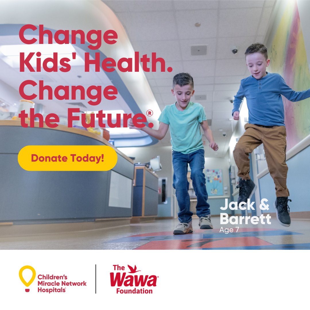 Add “Changing Kids’ Health” to your next #WawaRun! Scan to donate either $1, $3 or $5 or round up your change on your purchase for <a href="/CMNHospitals/">Children's Miracle Network Hospitals</a> during <a href="/Wawa/">Wawa</a>'s  in store campaigns happening now to May 25th, 2025 #changekidshealth
