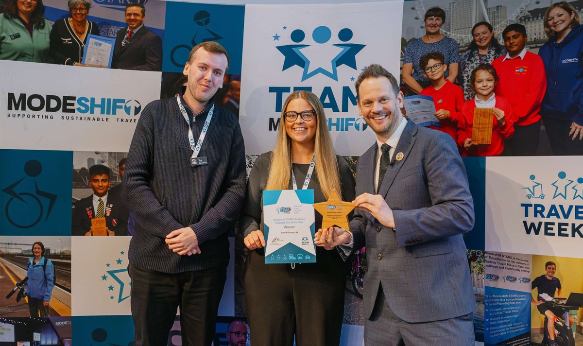 TeamModeshift's tweet photo. In today's  #ModeshiftSTARS National Travel Awards series, we’re celebrating the STARS Business Site of the Year 🙌 @Sewell_Group are united by a shared goal -  reducing carbon emissions and increasing sustainable &amp; active travel.

➡️🔗More on our website: https://t.co/H5flgxPuuf https://t.co/OlyI0RVz8c