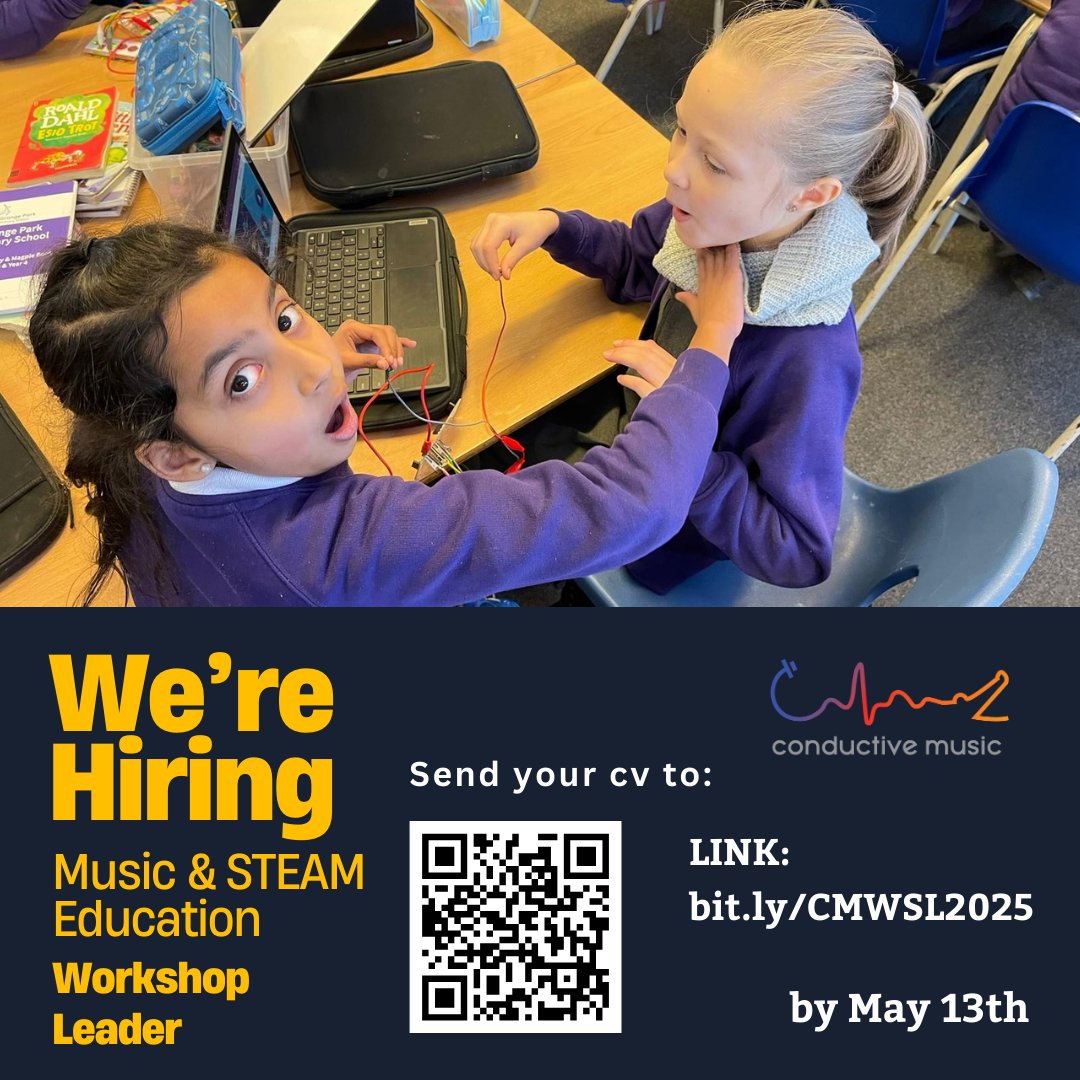 Love music, tech, and inspiring young minds?
 🎧 Join our team of Workshop Leaders!
 We’ll train you, you’ll teach them—and change lives.
 Deadline: May 13 → bit.ly/CMWSL2025