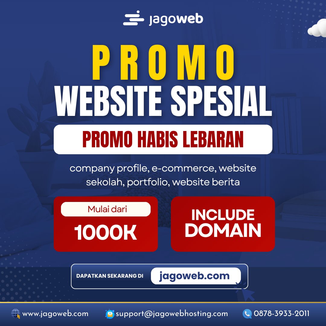jagowebcom's tweet photo. ✨ PROMO WEBSITE HABIS LEBARAN! ✨
Mau punya website profesional tapi budget terbatas? Sekarang waktunya! Jagoweb kasih diskon 50% untuk pembuatan website, mulai dari Rp 1 Juta aja! 😱🔥

Cek selengkapnya di: https://t.co/h9M1hYpJxz https://t.co/imit9PEzAN