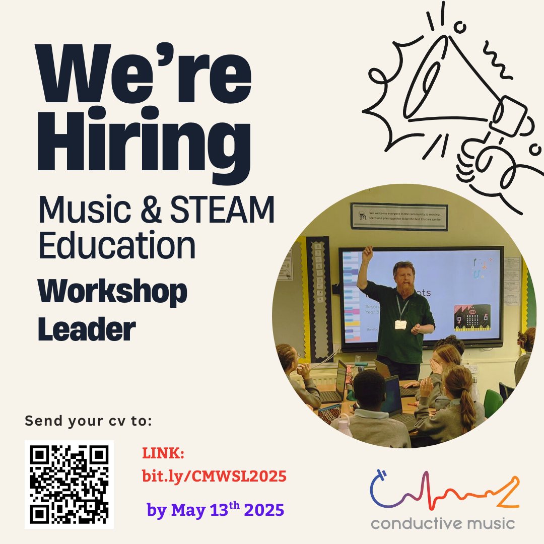 🎮 STEAM magic!
 Want to lead tech-music workshops in schools?
 We’re hiring! Apply by May 13 → bit.ly/CMWSL2025