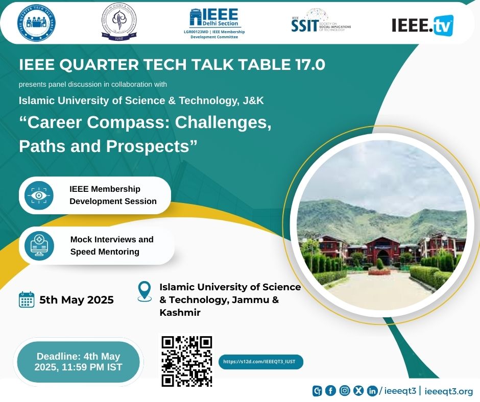 Quarter Tech Talk Table Series (@ieeeqt3) on Twitter photo ๐ฏ Announcing IEEE Quarter Tech Talk Table Special 17.0 Edition: "๐๐ฎ๐ฟ๐ฒ๐ฒ๐ฟ ๐๐ผ๐บ๐ฝ๐ฎ๐๐: ๐๐ต๐ฎ๐น๐น๐ฒ๐ป๐ด๐ฒ๐, ๐ฃ๐ฎ๐๐ต๐ ๐ฎ๐ป๐ฑ ๐ฃ๐ฟ๐ผ๐๐ฝ๐ฒ๐ฐ๐๐"
Register now through: forms.gle/ooQLM2ieVPH2z6โฆ
#IEEEMDCDelhi #CareerGuidance #TechTalks #ProfessionalDevelopment #IUST #IEEE ๐ฏ Announcing IEEE Quarter Tech Talk Table Special 17.0 Edition: "๐๐ฎ๐ฟ๐ฒ๐ฒ๐ฟ ๐๐ผ๐บ๐ฝ๐ฎ๐๐: ๐๐ต๐ฎ๐น๐น๐ฒ๐ป๐ด๐ฒ๐, ๐ฃ๐ฎ๐๐ต๐ ๐ฎ๐ป๐ฑ ๐ฃ๐ฟ๐ผ๐๐ฝ๐ฒ๐ฐ๐๐"
Register now through: forms.gle/ooQLM2ieVPH2z6โฆ
#IEEEMDCDelhi #CareerGuidance #TechTalks #ProfessionalDevelopment #IUST #IEEE