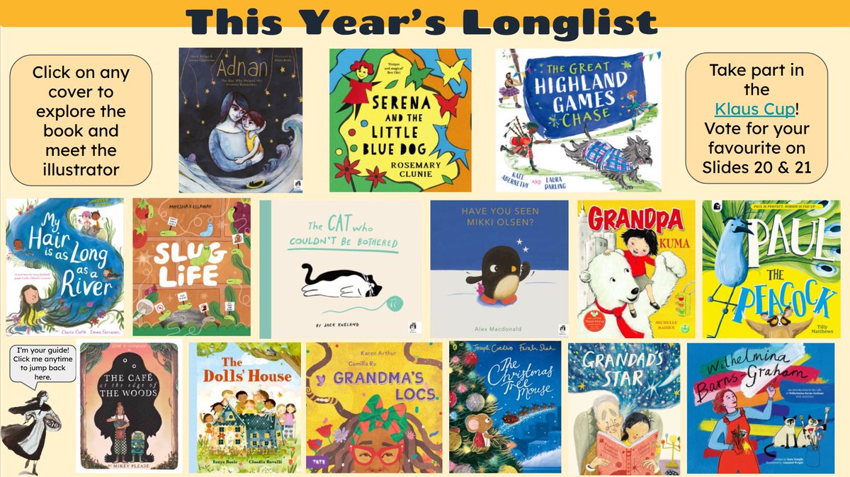 Mathew Tobin (@mat_at_brookes) on Twitter photo It's finally here! The <a href="/KlausFluggePr/">Klaus Flugge Prize</a> presentation where you can win the shortlist for your class/school/library. I hope you enjoy it and huge congratulations to all who made the longlist!!!!
docs.google.com/presentation/d… It's finally here! The <a href="/KlausFluggePr/">Klaus Flugge Prize</a> presentation where you can win the shortlist for your class/school/library. I hope you enjoy it and huge congratulations to all who made the longlist!!!!
docs.google.com/presentation/d…