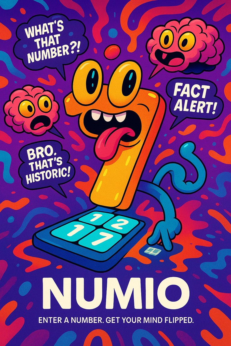 artivision2611's tweet photo. Ever typed a number… and it yelled back at you?!
💥 NUMIO just dropped.
Type any number. Get a brainflip of a fact.
Curious? You should be 👉 https://t.co/XIsOcXn1PU
#Numio #VIPLoop #BrainFlipEnergy #DigitalCuriosity #WhatsYourNumber https://t.co/IC7TVmiCYE