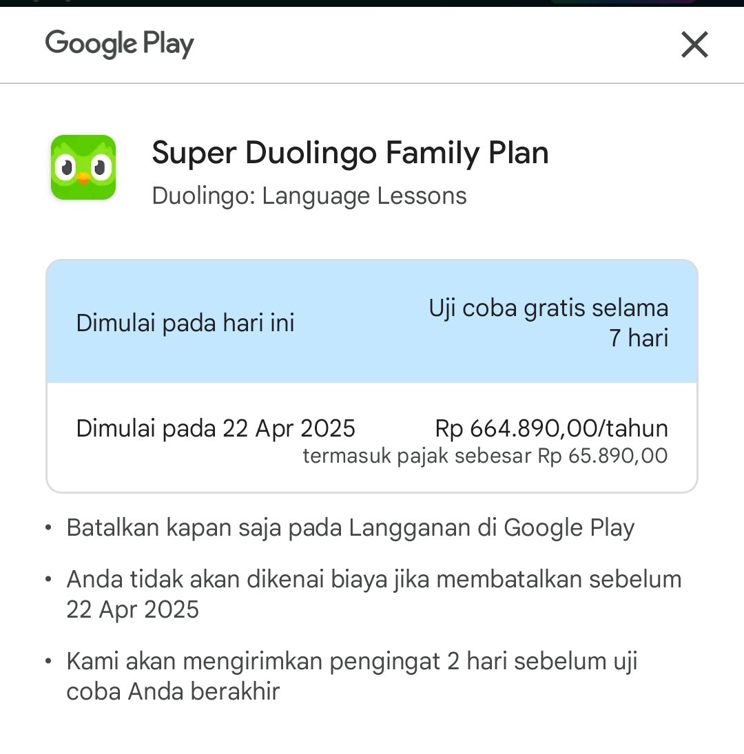 cintyaay_'s tweet photo. halo ada yg mau join duolingo super family untuk setahun ga?

Ini official ya, nyari temen barengan untuk
setahun dan harus take setahun. 

per orangnya 115k/tahun nyaa

need 5 orang lagi yaa 🥺❤
(Udah lelah nyari joinan full slot semua) 
#zonauang https://t.co/Zdq5uB6gen