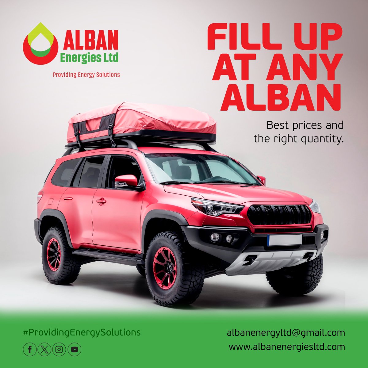 Fill up your car a head of the week and drive safe with Alban Energies today . 
.
.
.
#AlbanEnergies #ProvidingEnergySolutions
#trending #fuel .