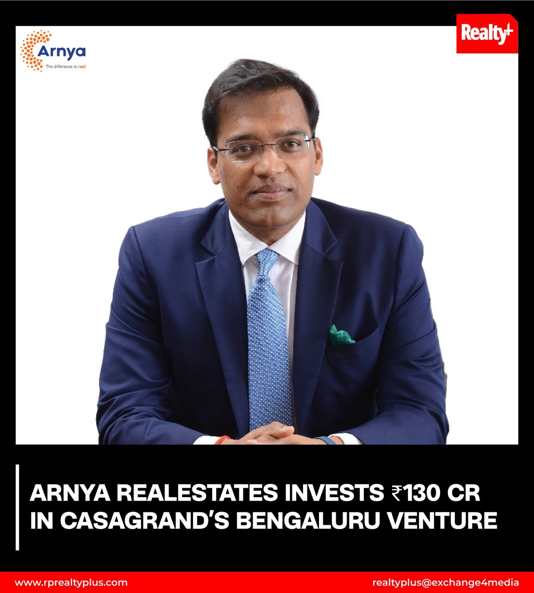 RPRealtyPlus's tweet photo. #RealtyplusNews
Arnya Realestates Commits Rs 130 Cr to Casagrande's Bengaluru Project
📎 Read Full News: https://t.co/QTmXcLWbht

#RPNewsletter #RPHeadlines #Arnya @Arnyafund #Casagrand #investment #residential #project #SouthBengaluru #AIF #SEBI #debt #fund #rental #equity https://t.co/WTbAj3BvFS