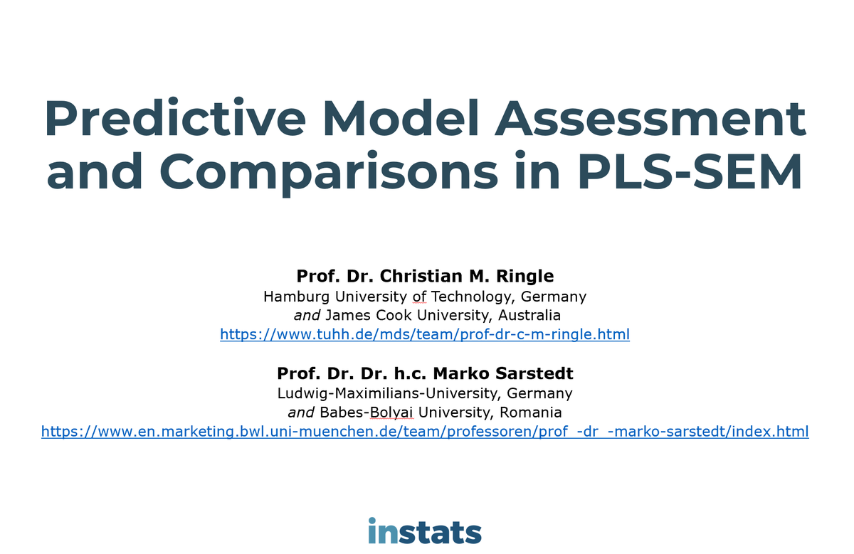 Christian M. Ringle (@c_m_ringle) on Twitter photo Free @Instats and <a href="/AcadMktingSci/">Academy of Marketing Science</a> (AMS) online course on PREDICTIVE MODEL ASSESSMENT AND COMPARISON - instats.org/seminar/predic… Free @Instats and <a href="/AcadMktingSci/">Academy of Marketing Science</a> (AMS) online course on PREDICTIVE MODEL ASSESSMENT AND COMPARISON - instats.org/seminar/predic…