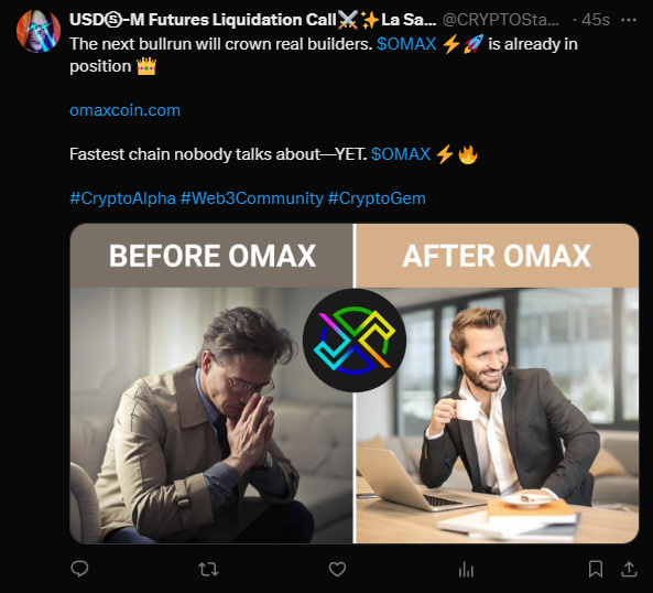 omaxdevstudio's tweet photo. 🚀 OMAX AutoShiller BOT v0.1 just dropped its first hype tweet! 🎯
🔥 Soon running 24/7 on a dedicated machine!
🛠️ If all goes smooth, expect tutorials + open-source on our GitHub!
Stay tuned... the $OMAX takeover has begun 👑🔧💥

#OMAX #layer1 #100xgem #omaxarmy #omaxians #btc https://t.co/UbvnKlAB3w