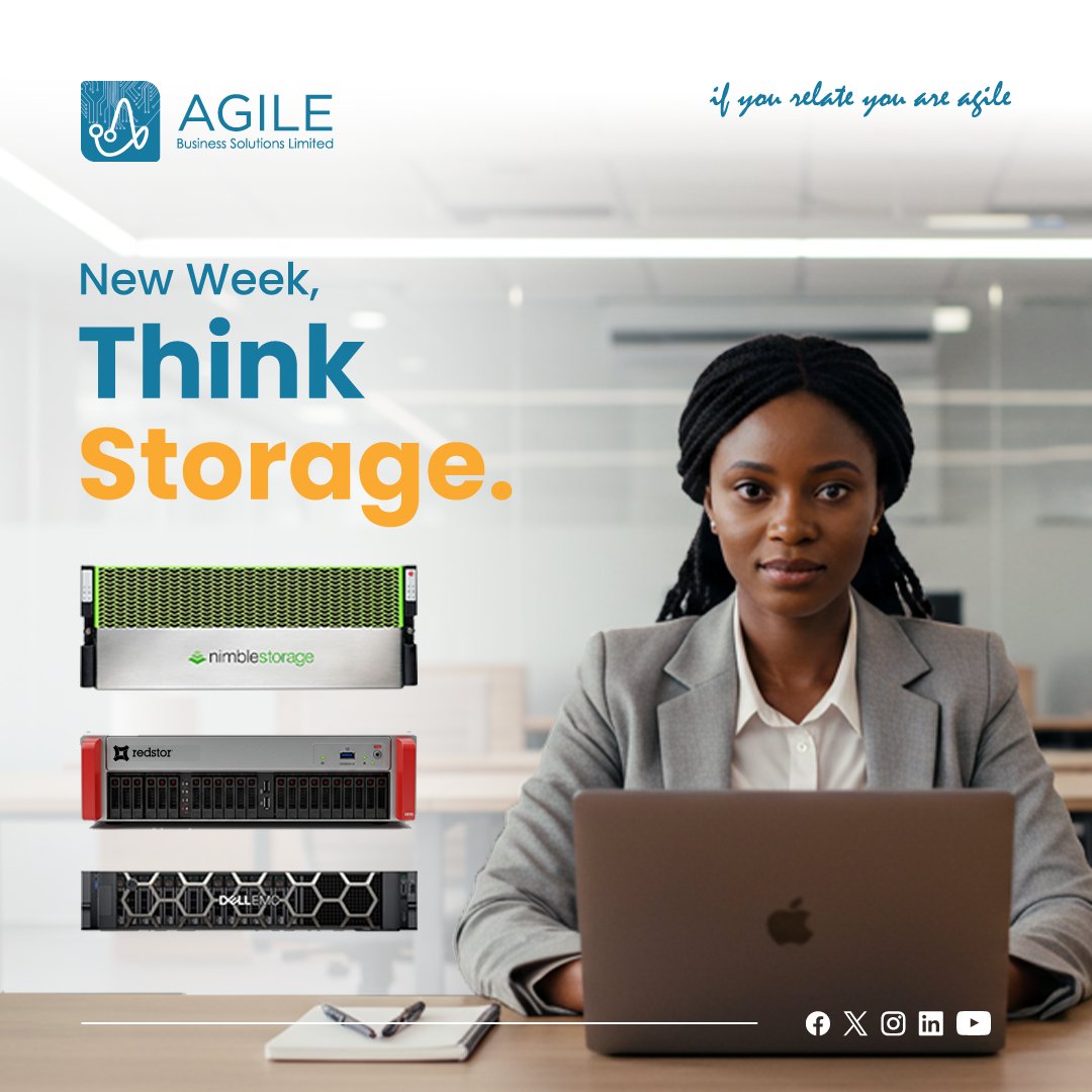 AgilebizKE's tweet image. 💼 New week, new solutions!

Struggling with slow systems or limited storage? It’s time to upgrade.

Agile Business Solutions offers fast, secure, and scalable storage solutions.

📩 sales@agilebiz.co.ke  to learn more!

#ThinkStorage #AgileSolutions #NewWeekNewGoals