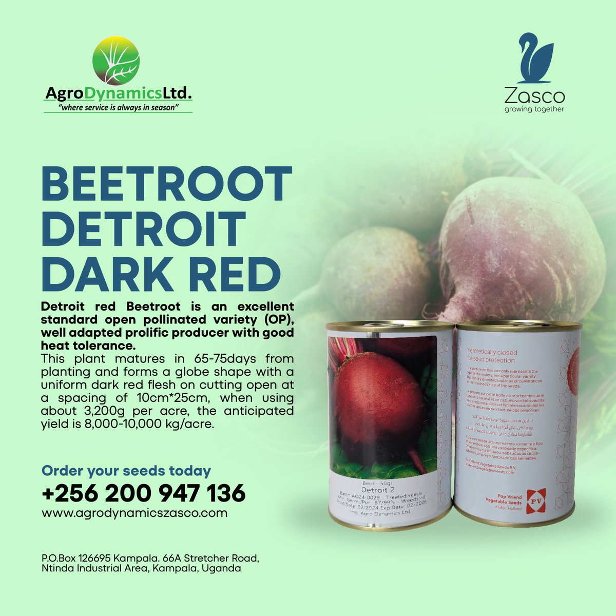 agrodynamicsltd's tweet photo. A top-performing open-pollinated (OP) variety known for its heat tolerance, uniform dark red flesh, and reliable yields!
Matures in 65–75 days
Yields up to 10,000kg per acre with proper spacing 
We’ve got the seeds! Contact us to get started on your next harvest.

#Agrodynamics https://t.co/Az0vyXy7U7