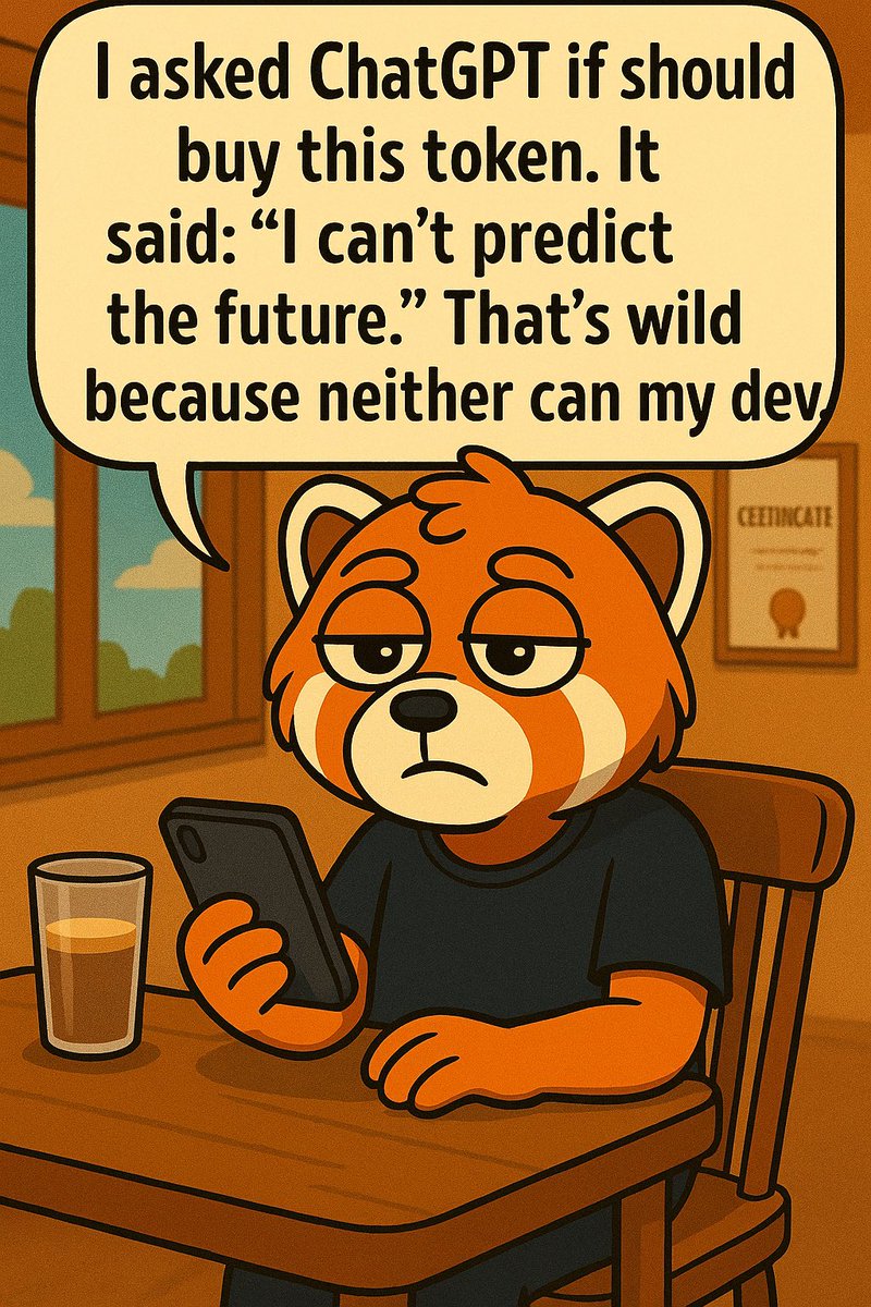 rolandayd's tweet photo. Me: ChatGPT, should I buy this token?

ChatGPT: I can’t predict the future.

Me: That’s wild… neither can my dev.

#revengeisregistered @AllDomains_ https://t.co/j2cNExLv7B