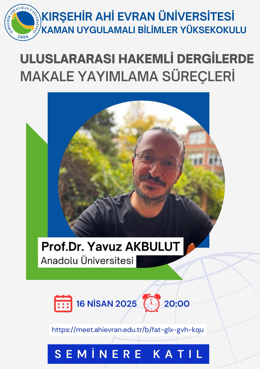 Yavuz Akbulut (@yvzkblt) on Twitter photo 16 Nisan 2025 Çarşamba akşamı (yarın), Kırşehir Ahi Evran Üniversitesi ev sahipliğinde uluslararası hakemli dergilerde makale yayımlama süreçlerini ele alacağız. İlgilenen arkadaşları beklerim. Görüşmek üzere! <a href="/ahievranedutr/">KAEÜ Kırşehir Ahi Evran Üniversitesi</a> <a href="/fatihyaman/">Fatih Yaman</a> 16 Nisan 2025 Çarşamba akşamı (yarın), Kırşehir Ahi Evran Üniversitesi ev sahipliğinde uluslararası hakemli dergilerde makale yayımlama süreçlerini ele alacağız. İlgilenen arkadaşları beklerim. Görüşmek üzere! <a href="/ahievranedutr/">KAEÜ Kırşehir Ahi Evran Üniversitesi</a> <a href="/fatihyaman/">Fatih Yaman</a>