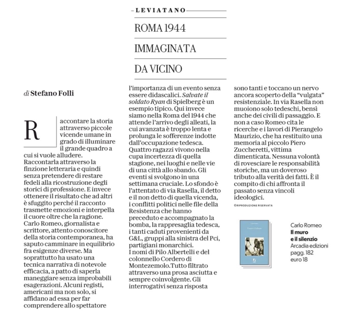 Carlo Romeo (@carloromeo15) on Twitter photo ✍️Stefano Folli recensisce “Il muro e il silenzio” per <a href="/repubblica/">Repubblica</a>.
📘Il libro è disponibile nelle librerie e store online: arcadiaedizioni.it/libro/97912560…
#Ferian #IlMuro ✍️Stefano Folli recensisce “Il muro e il silenzio” per <a href="/repubblica/">Repubblica</a>.
📘Il libro è disponibile nelle librerie e store online: arcadiaedizioni.it/libro/97912560…
#Ferian #IlMuro