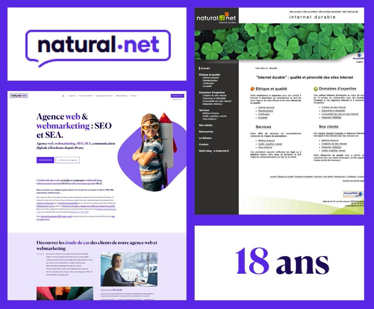 qualiteinternet's tweet photo. Natural-net célèbre ce jour ses 18 ans d'existence. C'est l'occasion d'un article dédié aux démarches QUALITE menées par notre agence depuis 18 ans et de vous proposer un rappel des différentes versions de charte graphique de notre site web ! 

https://t.co/GwsSqa46Yf https://t.co/a56cVHqtnz