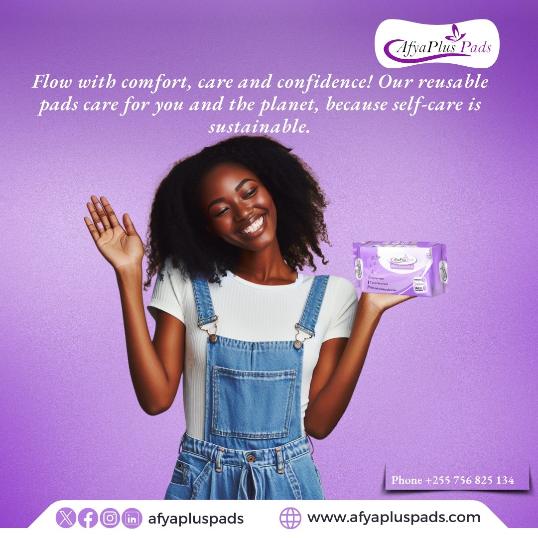 Afyapluspads's tweet photo. Flow with comfort, care, and confidence! Our reusable sanitary pads are gentle on you and the environment because sustainability and self care go hand in hand.

For inquiries contact us at +255 756 825 134. Your comfort is our priority.

#afyapluspads #afyaplus #JALI https://t.co/10q7afZdGT