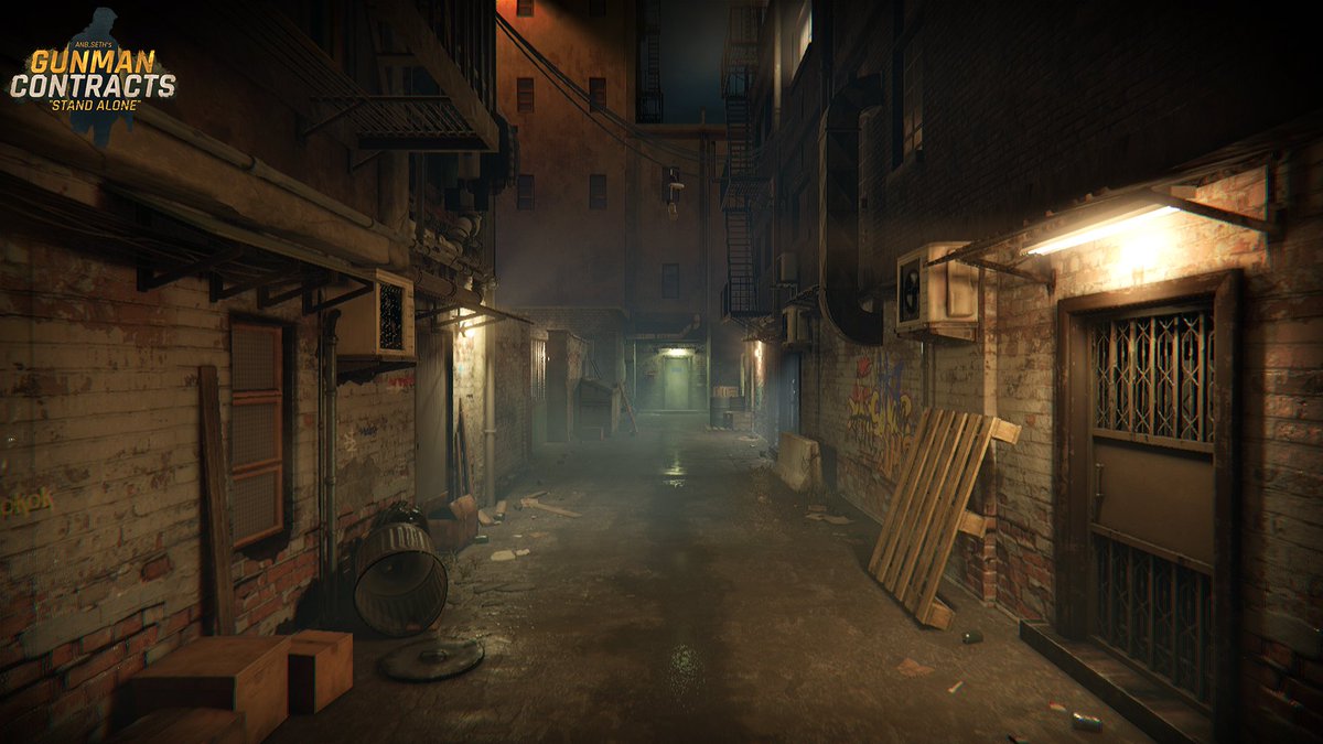 Ok, just a quick Screenshot update since I am back on mapdesign rn. This will be the opening area ... a little chapter1 throwback, with yet another dark and dirty alley before entering the madness ;-) 

Steam Wishlist: store.steampowered.com/app/2421750 

#VR #FPS #indiedev