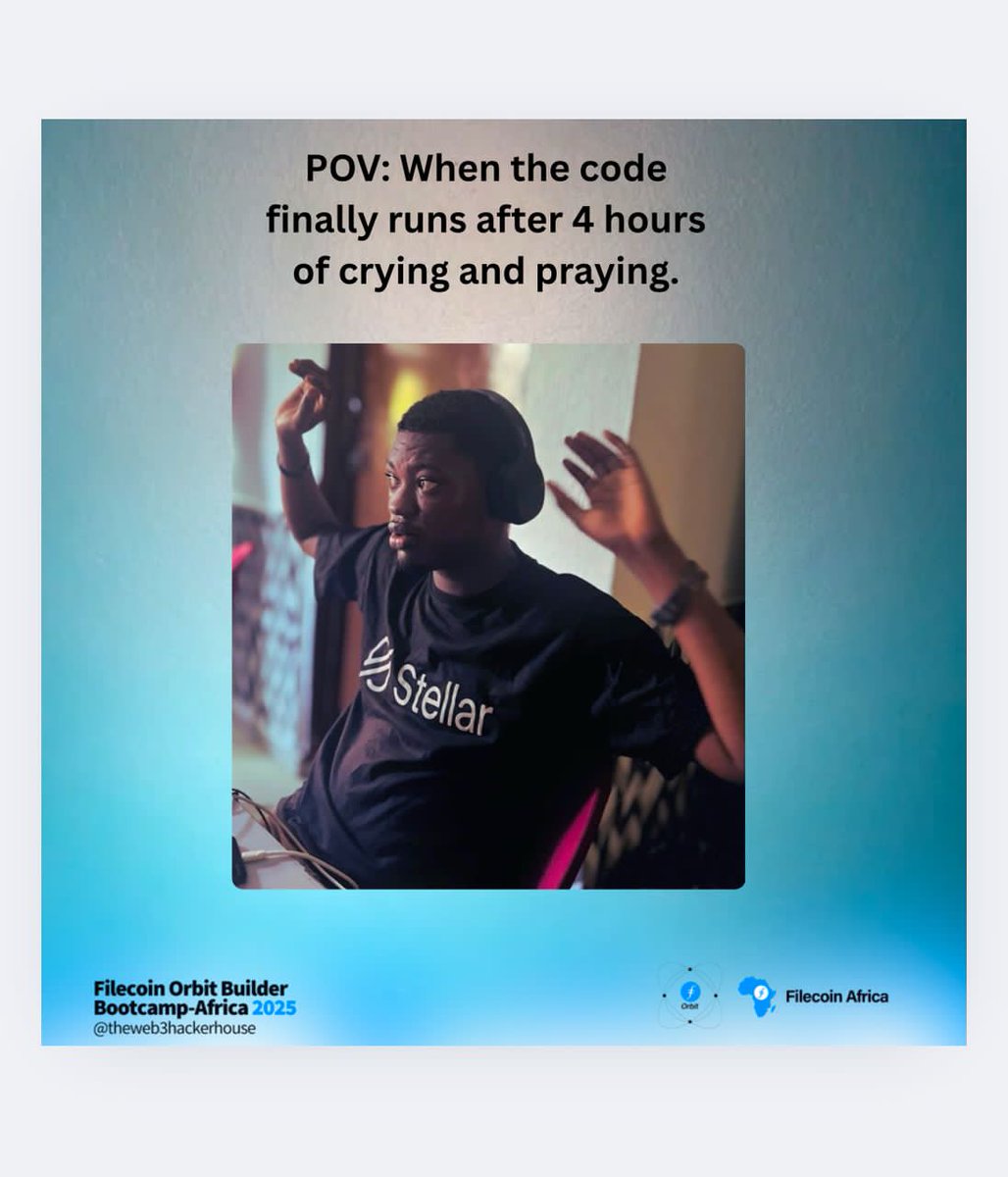 We code and pray!
Special shout-out to <a href="/Divine_Vessel/">Chukwuemeka Enoch Mbaebie</a> for the web3 fellowship. You can't visit @Web3Hackerhuz &amp; remain the same 

GM #Orbitbuilders2025