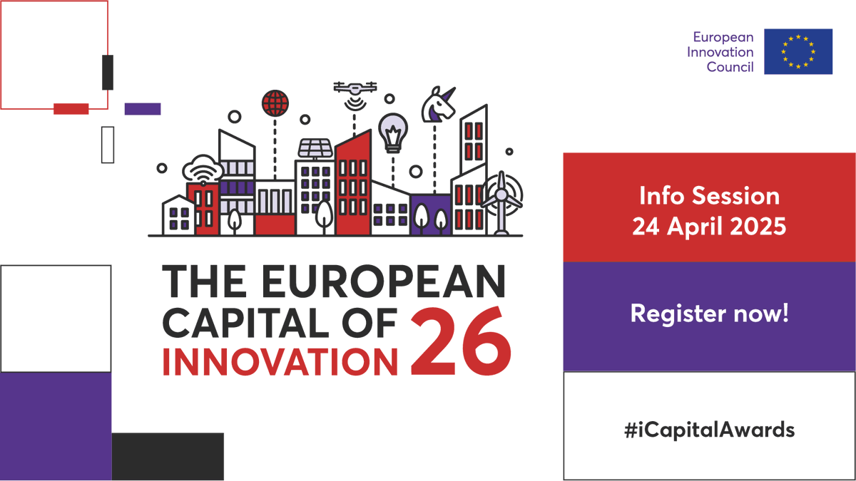 Want your city to be the next European Capital of Innovation or Rising Innovative City? 📍

The 2026 #iCapitalAwards are here—and your city could be the winner! 🏆

Join us for an online info session on 24 April 2025 to learn more.

Register now 👉 europa.eu/!B6GRp8