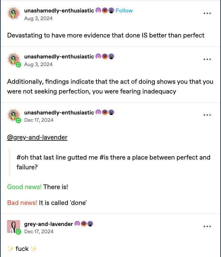 I have been doing the thing and it feels good