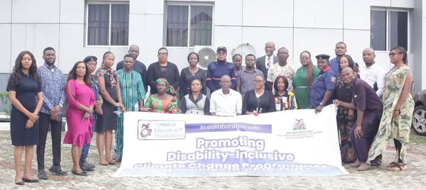 CCDNigeria's tweet photo. From 9th to 11th April, the Centre for Citizens with Disabilities (CCD), in collaboration with the Abia State Commission for the Welfare of Disabled Persons, organised a 3-day stakeholders' engagement and policy review on the Abia State Climate Change Policy. The programme brought together persons with disabilities (PWDs), government MDAs, CSOs, and climate experts to review the draft climate change policy and ensure it reflects the voices, needs, and rights of persons with disabilities.

The first day brought together persons with disabilities to review and identify the gaps in the policy. Opening the event, CCD’s Acting Director, Mr. Godwin Unumeri, emphasized the need for intentional inclusion. Mr. David Anyaele, CCD's Founder and Chairman of the Abia State Commission for the Welfare of Disabled Persons, after recognizing all present, stated that CCD's intervention was timely and relevant, as many are still unaware that a climate change policy exists. He reiterated the Commission’s strong commitment to ensuring a disability-friendly climate change policy that leaves no one behind in government response activities.

The Resource Person, Madam Esther Chioma, Special Assistant to the Abia State Governor on Climate Change and Sustainability, delivered her first presentation on the Overview of the Climate Change Policy, focusing on the policy draft and the associated action points. Her second presentation focused on identifying gaps in the draft, which led to several key suggestions from participants, including inclusive climate emergency response training, accessible healthcare, community rescue missions, disability-friendly agriculture, infrastructure and policy follow-up mechanisms.

The second day brought together MDAs and CSOs to review and contribute to the policy draft. The Attorney General’s representative and the Special Assistant on Vulnerable Groups praised the efforts and recent progress on disability inclusion. They also emphasized the need for individual responsibility, such as avoiding littering to promote environmental sustainability.
Breakout sessions across Justice, Agriculture, Security, and Health sectors produced strong recommendations, such as inclusive early warning systems, environmental levy exemptions for PWDs, cancer care center(s) for persons with albinism, and workplace safety and accessibility measures.

The third day provided a recap and a forward-looking discussion on the policy's implementation. At the end of the review, participants urged the consultant to ensure that all the recommendations are duly captured as recommended and shared with the Centre for Citizens with Disabilities before the validation.

This project is supported by Disability Rights Fund 

@BONewsService 
@InclusiveNews1 
@environewsng 
@EnviroNews 
@UNDP @UNEP 
@qualitative_the 
#disability
#climate
#policy