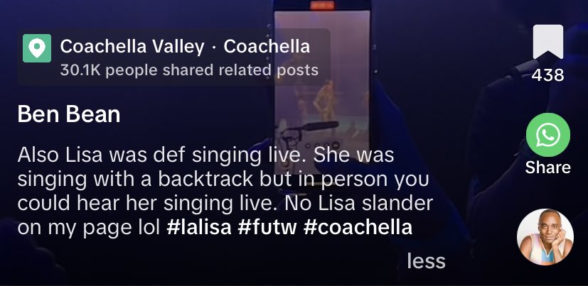 it’s so funny seeing those kpop stan said lisa lip-sync but you got everyone whom actually attend her coachella performance saying she sing live.
