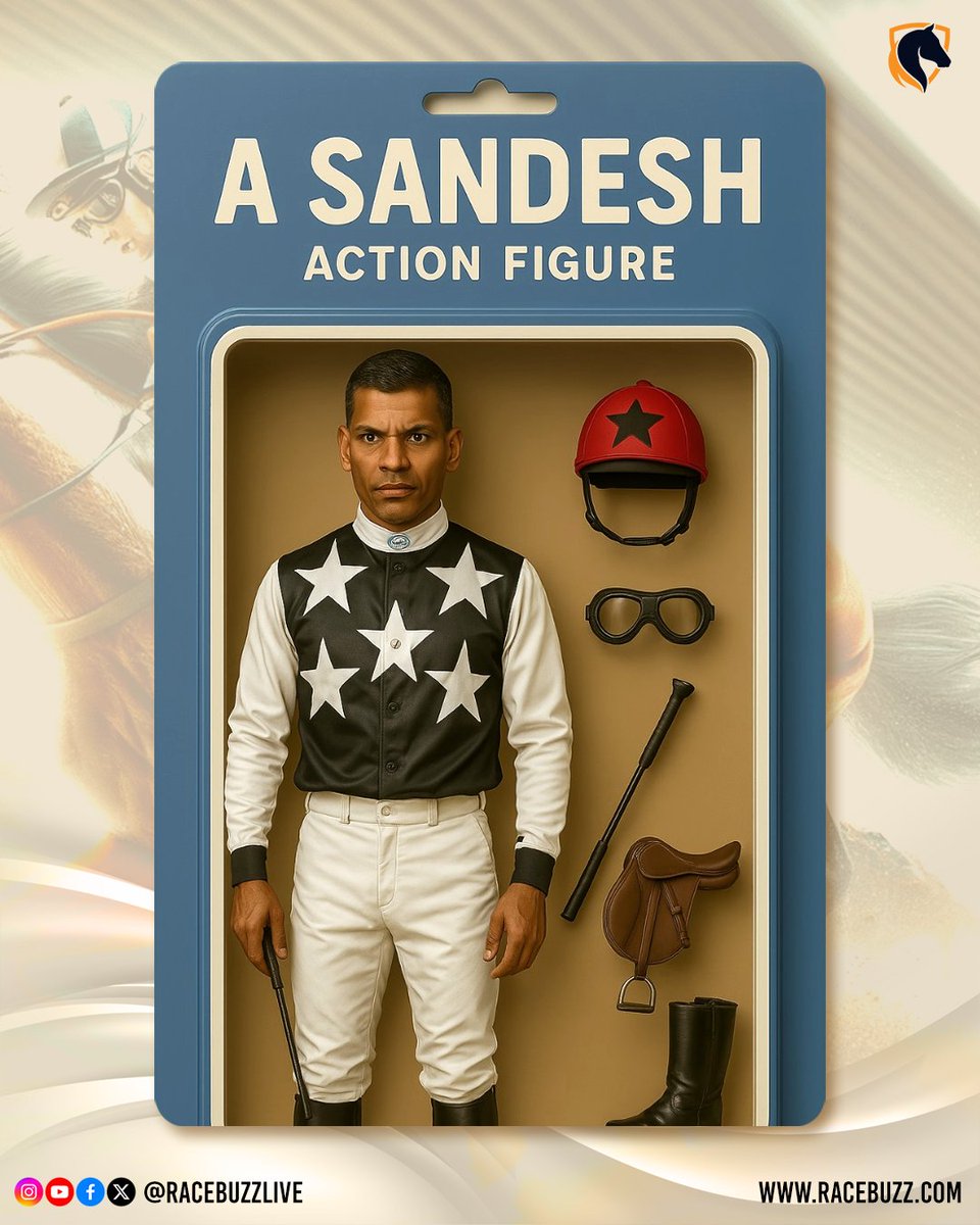 Racebuzzlive's tweet photo. He’s not just fast, he’s ⚡️legendary!
Say hello to the AI Action Figure of India’s racecourse rocket — A. Sandesh!
Tiny in size, massive in spirit!

@SandeshAkhade
#GallopGoals #ASandesh #MiniJockeyMagic #RaceDayVibes 🐎✨ #RaceBuzz #ActionFigureTrend #ActionFigure https://t.co/zVVJZKzcio