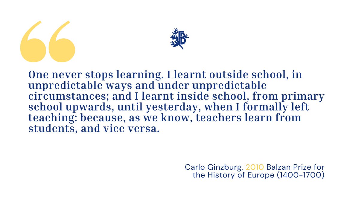 📚Today,15 April, we celebrate the birthday of Carlo Ginzburg,winner of the 2010 Balzan Prize for European History (1400-1700).His research has revolutionized our understanding of the past,giving a voice to those forgotten by official history
#CarloGinzburg #History #Microhistory