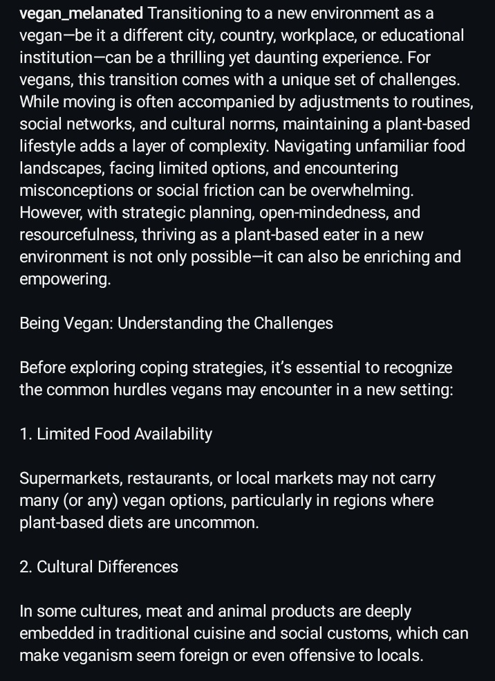 VeganMelanated_'s tweet image. COPING IN A NEW ENVIRONMENT AS A VEGAN

Written By: @_the_wan 

#article #veganarticle #newenvironment #plantbased #veganism