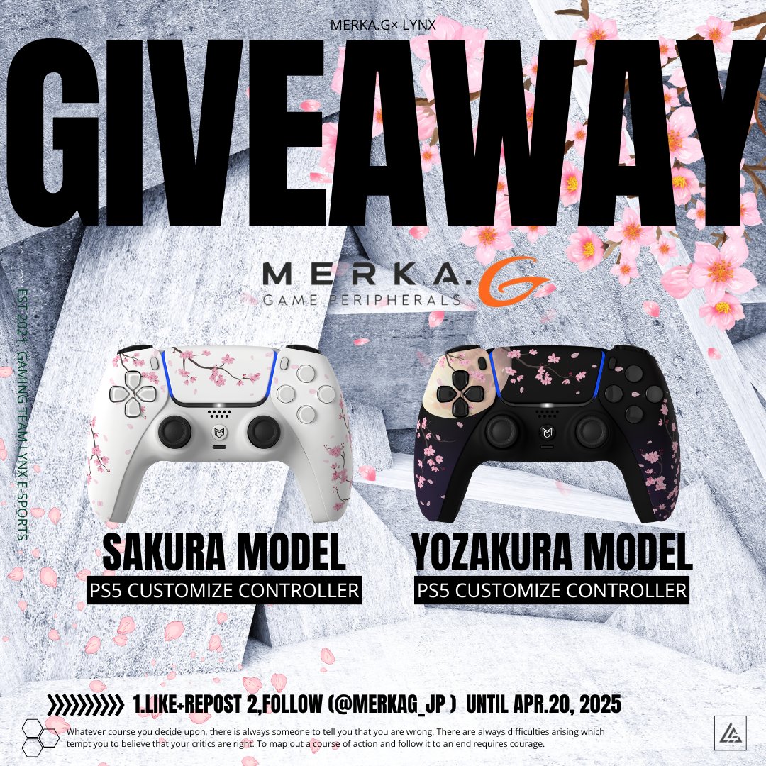 ＼SPRING CAMPAIGN🌸／
MERKA.G人気モデルの【桜or夜桜】を抽選で1名様にプレゼント🎁

‐応募条件‐
①フォロー <a href="/MERKAG_JP/">MERKA.G【公式】</a> 
<a href="/CAC_1st/">Counter Attackers/PRIDE2025 OFFICIAL PARTNER</a> <a href="/LYNX_e_sports/">LYNX e-sports</a>

➁この投稿をいいね❤️ &amp;リポスト♻️
③欲しい製品をリプに記載💬
※固定ポストもいいね&amp;リポストすると当選率UP🆙

締切 4/20(日) 23:59