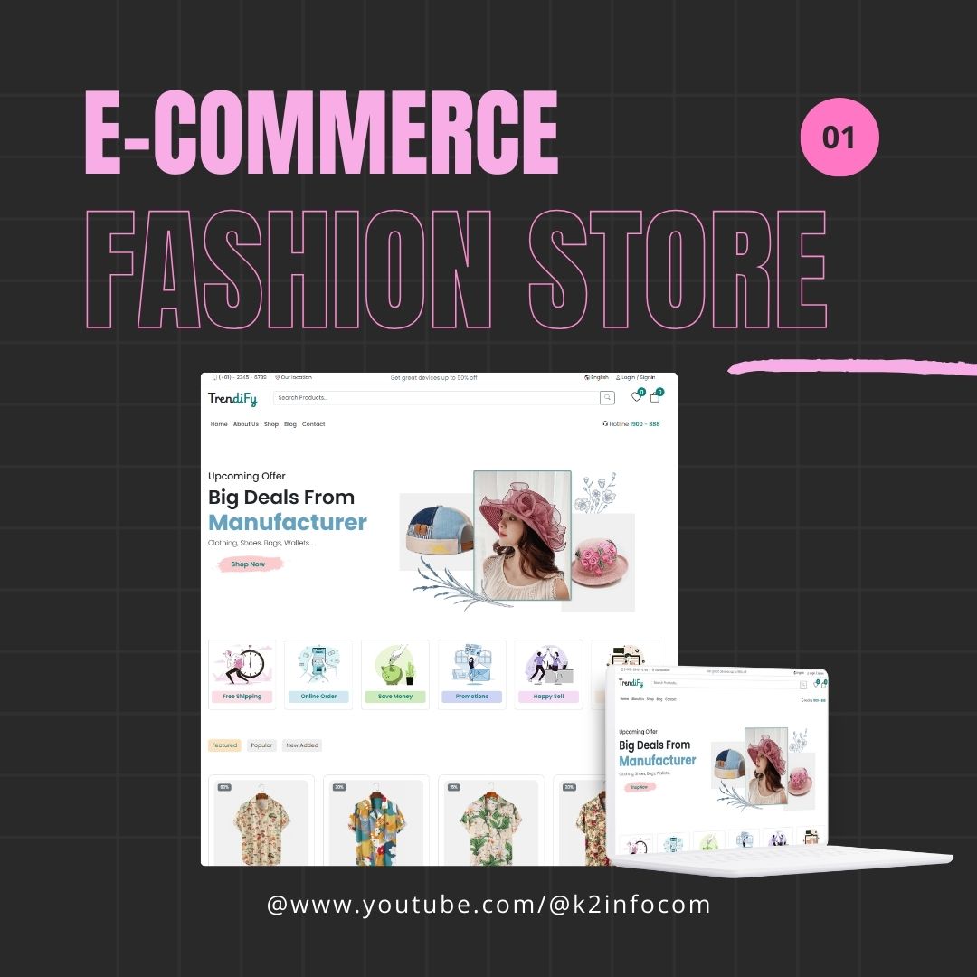 k2infocom's tweet photo. Watch Tutorials of Modern &amp; Functional E-Commerce Website Design

1. Fashion Store : https://t.co/5n06odnEQp

2. Electronics Store : https://t.co/0pIVynOxOH

#ecommercewebsite #projectsbeginners #projects #htmlcss #bootstrapdesign  #commerceproject https://t.co/xLqud7LaNo