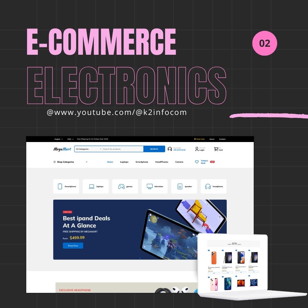 k2infocom's tweet photo. Watch Tutorials of Modern &amp; Functional E-Commerce Website Design

1. Fashion Store : https://t.co/5n06odnEQp

2. Electronics Store : https://t.co/0pIVynOxOH

#ecommercewebsite #projectsbeginners #projects #htmlcss #bootstrapdesign  #commerceproject https://t.co/xLqud7LaNo