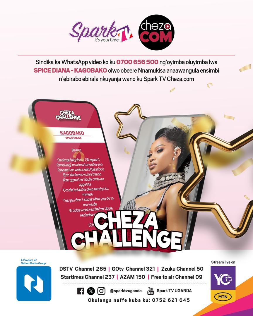 sparktvuganda's tweet photo. Sindika ka WhatsApp video ku 0700 656 500 ng'oyimba oluyimba lwa Spice Diana - Kagobako olwo obeere Nnamukisa anaawangula ensimbi n'ebirabo ebirala nkuyanja wano ku Spark #ChezaDotCom #ChezaChallenge https://t.co/W2DpV6jpBB