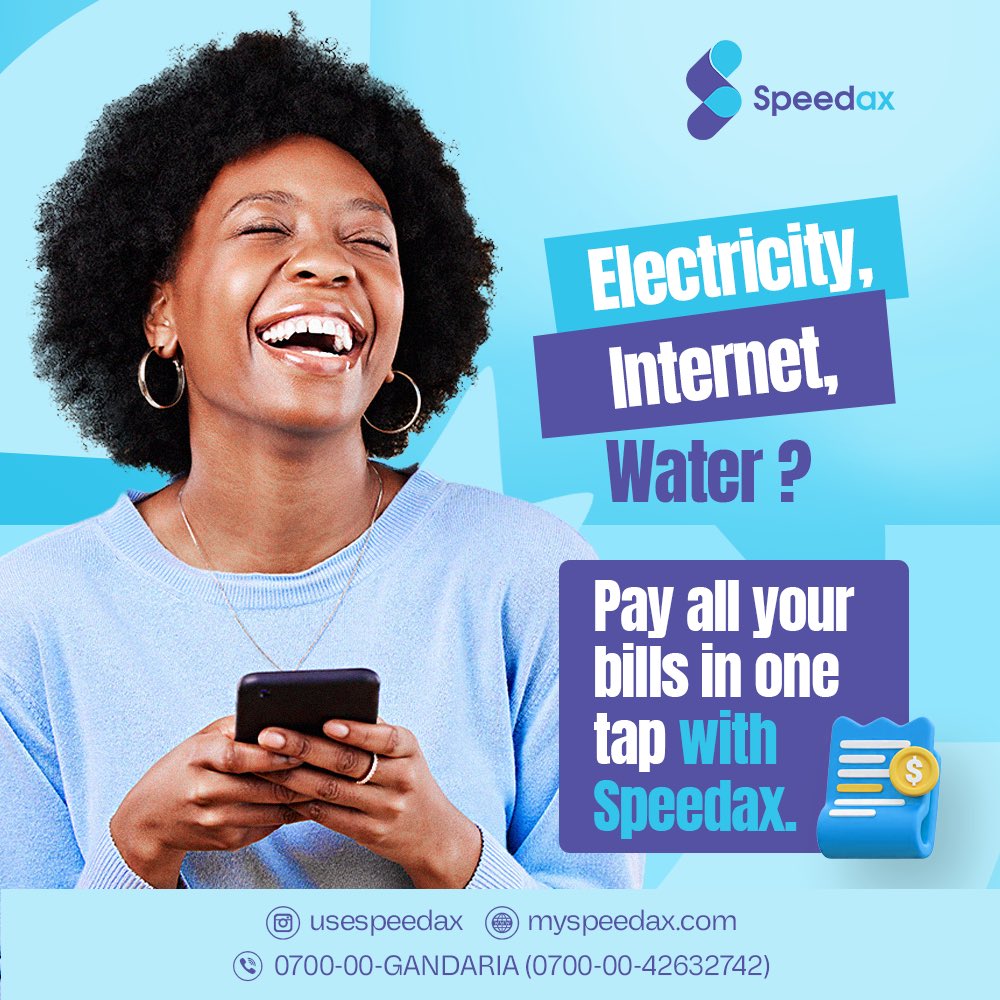 usespeedax's tweet image. Electricity, internet, water? Pay all your bills in one tap with Speedax. 

#BillPayments #SpeedaxBills #UtilitySimplified