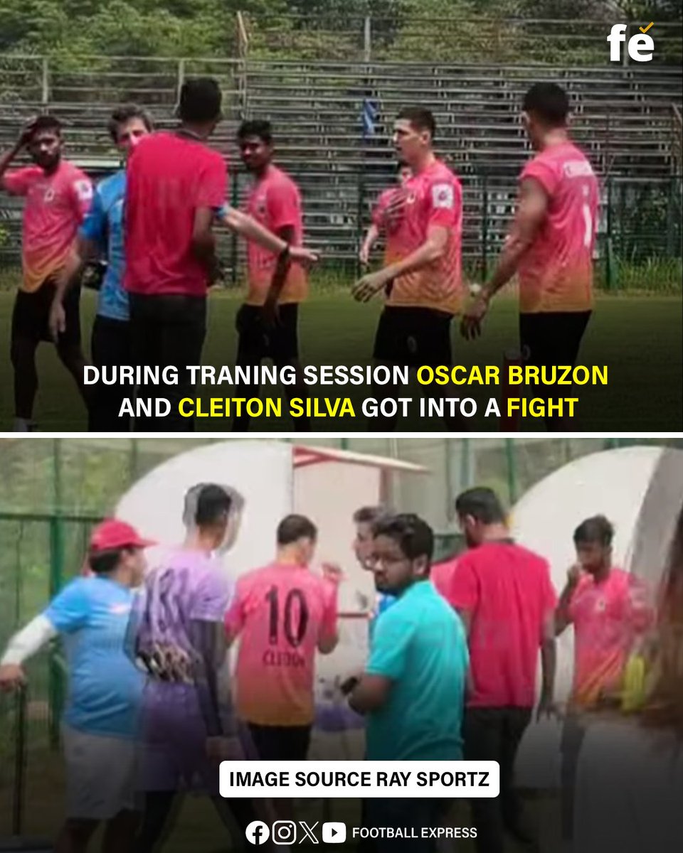 FExpressIndia's tweet photo. East Bengal’s training session took a shocking turn as head coach Oscar Bruzon and star forward Cleiton Silva reportedly got into a heated altercation. 😳💥
🎥 Image Source: Ray Sportz
#EastBengal #OscarBruzon #CleitonSilva #IndianFootball https://t.co/tKU4KmdNnV