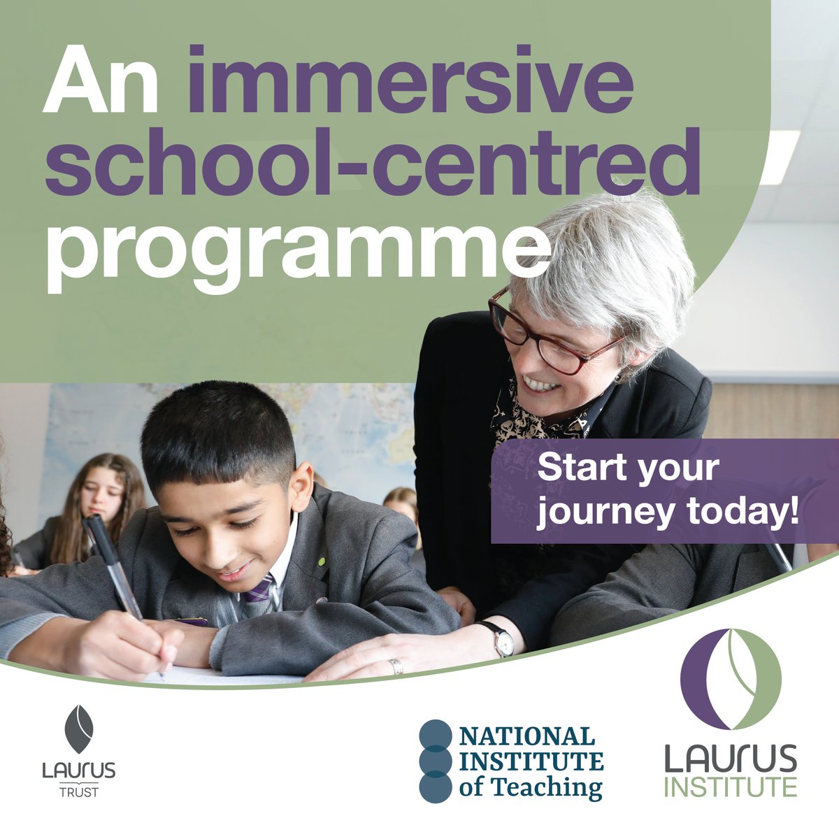 🏫| Choose the School-Based Route

The NIoT Teacher Training Program offers a diverse range of pathways, including an immersive school-based route.

Gaining a hands-on experience, personalised learning and an inclusive environment.

Train to Teach with us:
laurustrust.co.uk/become-a-teach…