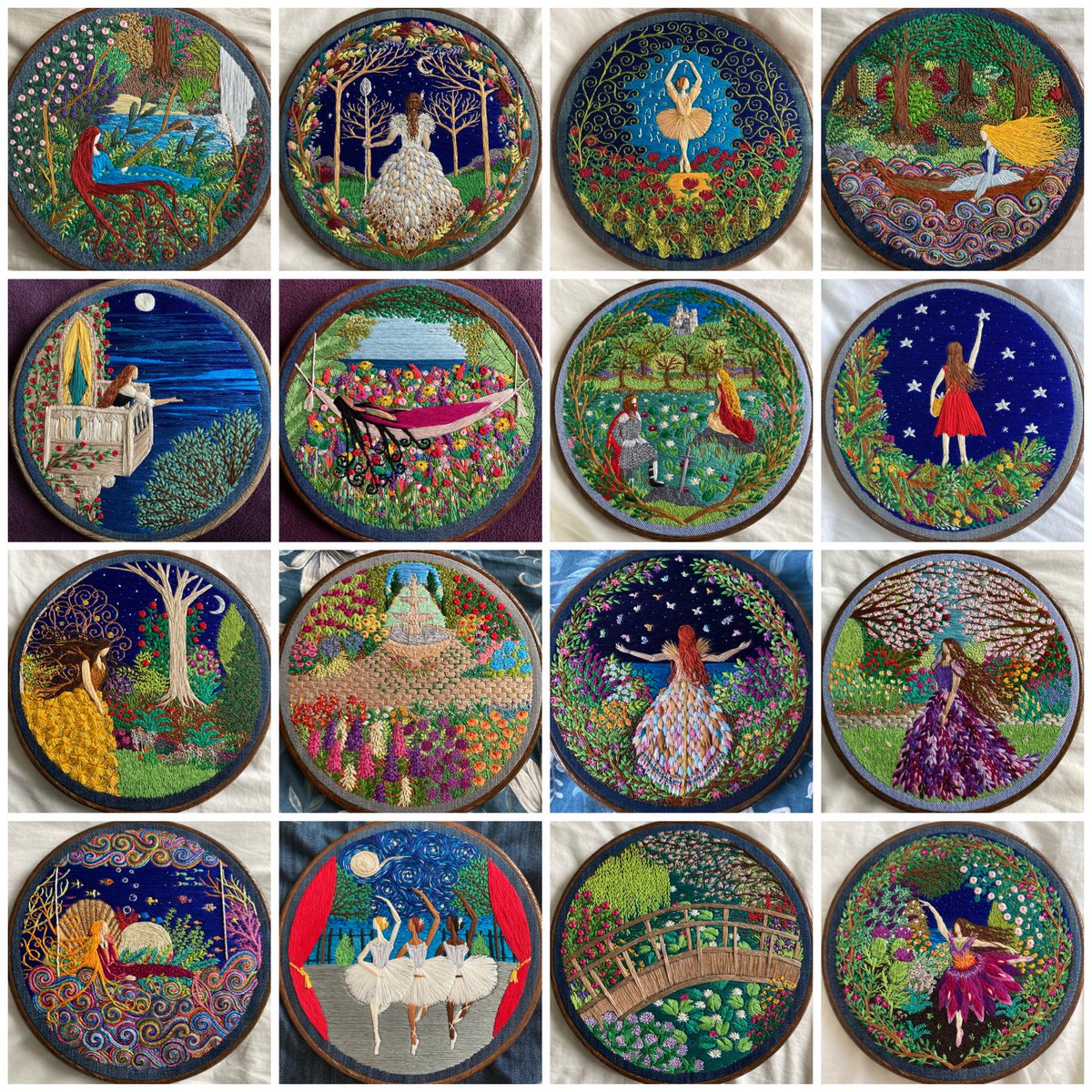 Gtilleymatthews's tweet image. Happy #worldartday2025 Embroidery is my art. I like to entwine threads and make imaginary pictures using the needle like a paintbrush. I create as I go so it’s a very slow process but I love it.🪡 Here’s just a few of them… 😊🌿🌺
#stitchedart #WorldArtDay #thesewingsongbird