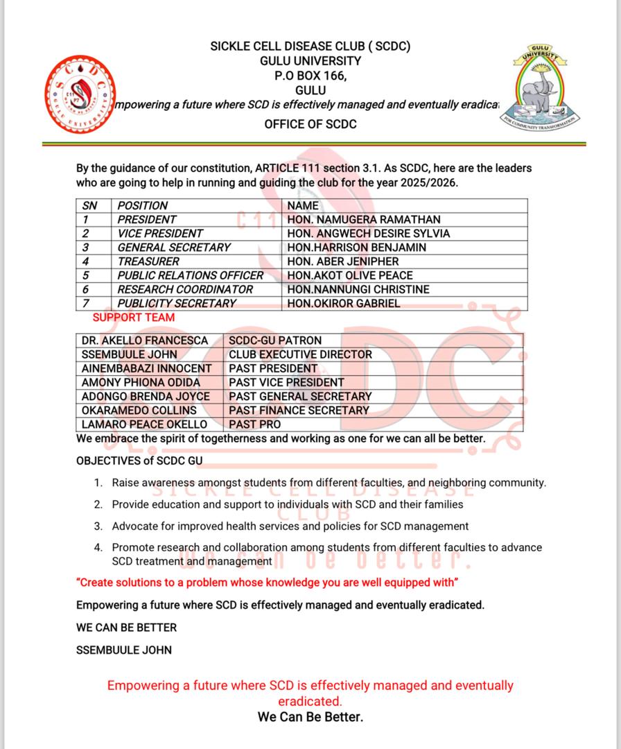 Sickle Cell Disease Club of Gulu University. tweet media