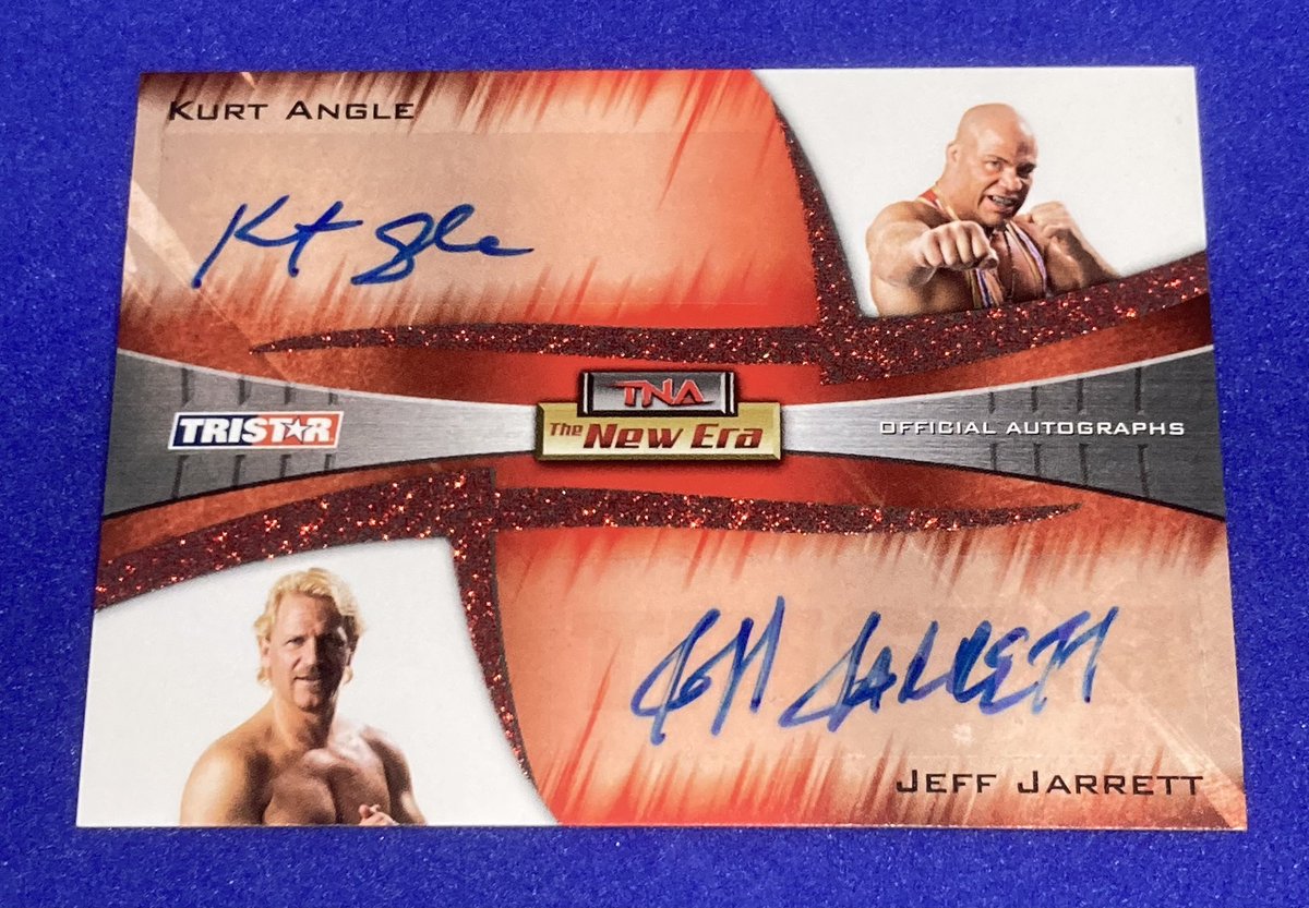 Hard_4_Cards's tweet photo. #OnThisDayInTNA in 2007:

At the 3rd annual Lockdown PPV, TEAM
ANGLE (Kurt Angle, Samoa Joe, Rhino, Sting &amp; Jeff Jarrett) defeated TEAM
CAGE (Christian Cage, A.J. Styles, Scott Steiner, Abyss and Tomko) in a 28-minute Lethal Lockdown main event.

#WrestlingCards #TheHobby #TNA https://t.co/w01IimNfEA