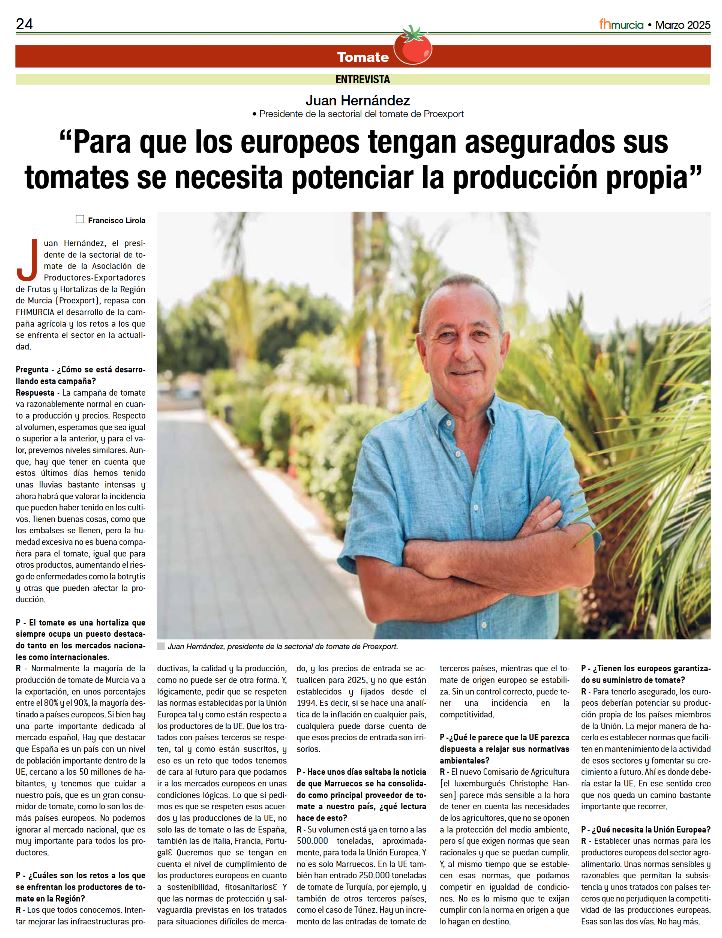 Grupo Hortofrutícola Paloma (@grupo_paloma) on Twitter photo 📰“Para que los europeos tengan asegurados sus tomates se necesita potenciar la producción propia” Juan Hernandez, Gerente de Grupo Paloma y presidente de la sectorial del tomate de <a href="/Proexport/">Procolombia</a>.
Entrevista completa aquí:
issuu.com/fhalmeria/docs…
Especial de tomate <a href="/REVISTAFYH/">REVISTA F&H</a> 📰“Para que los europeos tengan asegurados sus tomates se necesita potenciar la producción propia” Juan Hernandez, Gerente de Grupo Paloma y presidente de la sectorial del tomate de <a href="/Proexport/">Procolombia</a>.
Entrevista completa aquí:
issuu.com/fhalmeria/docs…
Especial de tomate <a href="/REVISTAFYH/">REVISTA F&H</a>