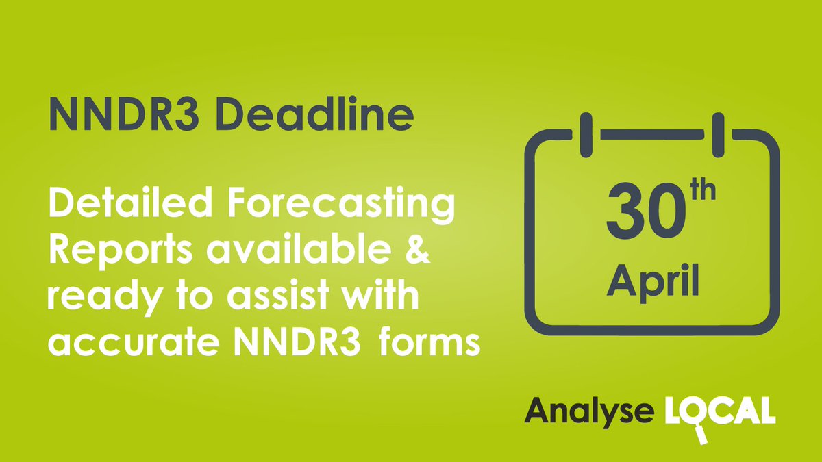 AnalyseLOCAL's tweet photo. Ahead of the NNDR3 deadline later this month, we would like to remind you that there is still time to join over 50% of all Billing Authorites in England in utilising our Forecasting Service to aid in accurately completing your NNDR3 forms.

#AnalyseLOCAL #Forecasting #NNDR3 https://t.co/v66GPzEyH8