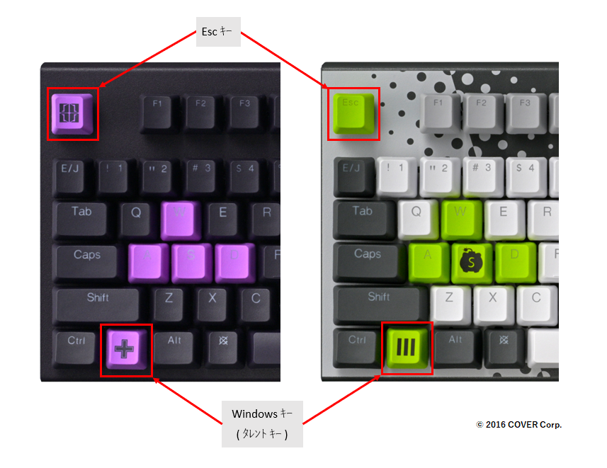 REALFORCE × hololive GX1 Keyboard には、 獅白ぼたんさん、ラプラス