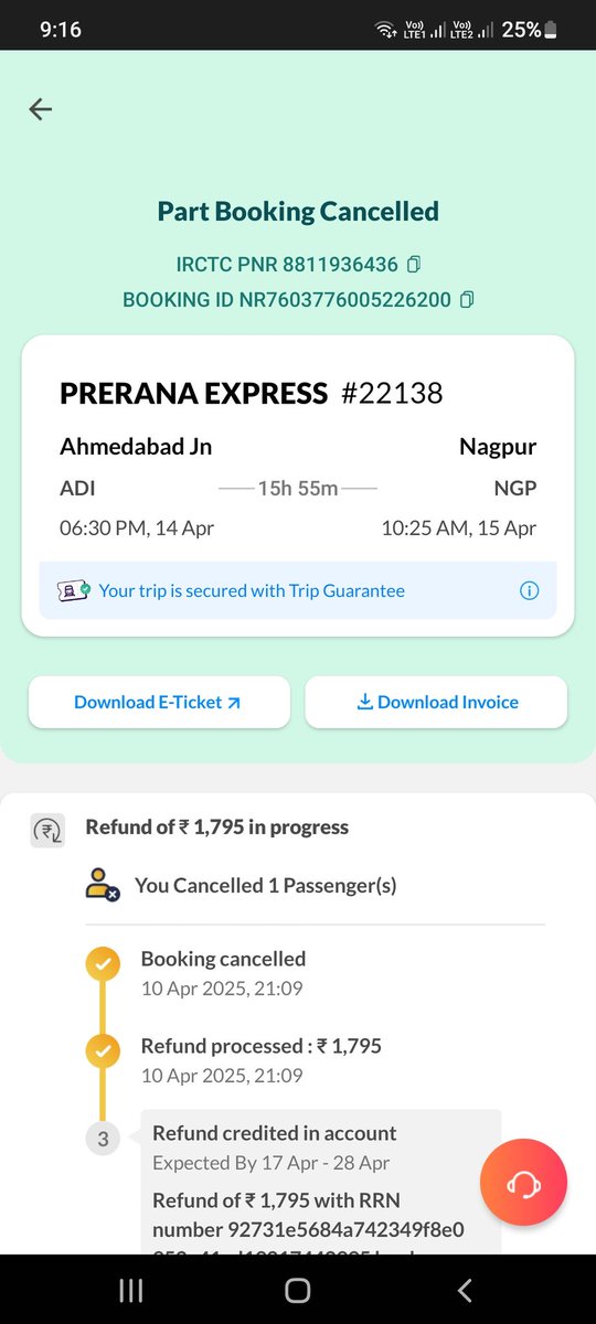 DrMananThacker's tweet photo. @makemytrip,sad to see  u celebrating  25 years ,is not able to resolve my issue , train i was to travel supposed to leave on 14/4/25 at 6.30 pm however still today 15/4/25 9.19 its system shows chart not prepared , moreover i had opted for trip gurantee,which is yet to be credit https://t.co/W4EDfbl8A9