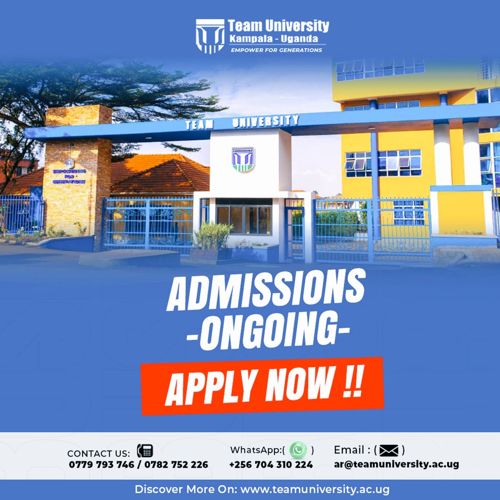TeamUniversityU's tweet photo. @ajunasimonUg Applications are ongoing in all Faculties with advantage of 50% discount on tuition for the first 200 Applicants of May intake 2025! 

Get started via https://t.co/FgaGA3mEjB to unlock your career. 

Empower for Generations ! 
#teamuniversity
#Mayintake2025 https://t.co/vvfNJ95wHb