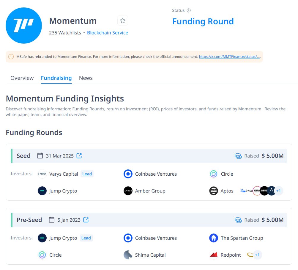 HƯỚNG DẪN SĂN AIRDROP MOMENTUM

Lâu lắm rồi thì chúng ta mới quay trở lại săn retroactive một kèo DEX, cái tên lần này sẽ là Momentum được xây dựng trên Sui Network và backer bởi Jump Crypto, Coinbase Ventures, Spartan Group,...

Hiện tại thì kèo này chúng ta sẽ