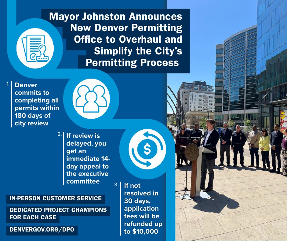 We’re not maintaining the status quo. Today, with our first executive order, we launched the Denver Permitting Office: one team that's cutting red tape and delivering results. From now on, a permit spends 180 days or less in the city's hands.