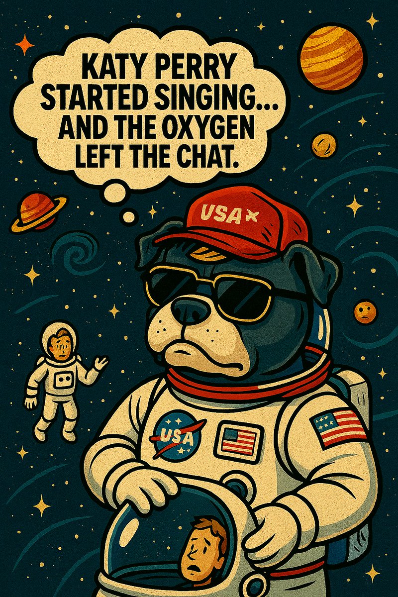 FuryPawsHQ's tweet photo. @barstoolsports Katy Perry started singing in space and the aliens turned the ship around.

#KatyPerry #SpaceHumor #BarstoolSports #NASA  #WhatAWonderfulWorld #OxygenLeftTheChat #USA #AstroDrama #FuryPaws #DogHumor #PopCultureSatire https://t.co/8Z0NmDxEve
