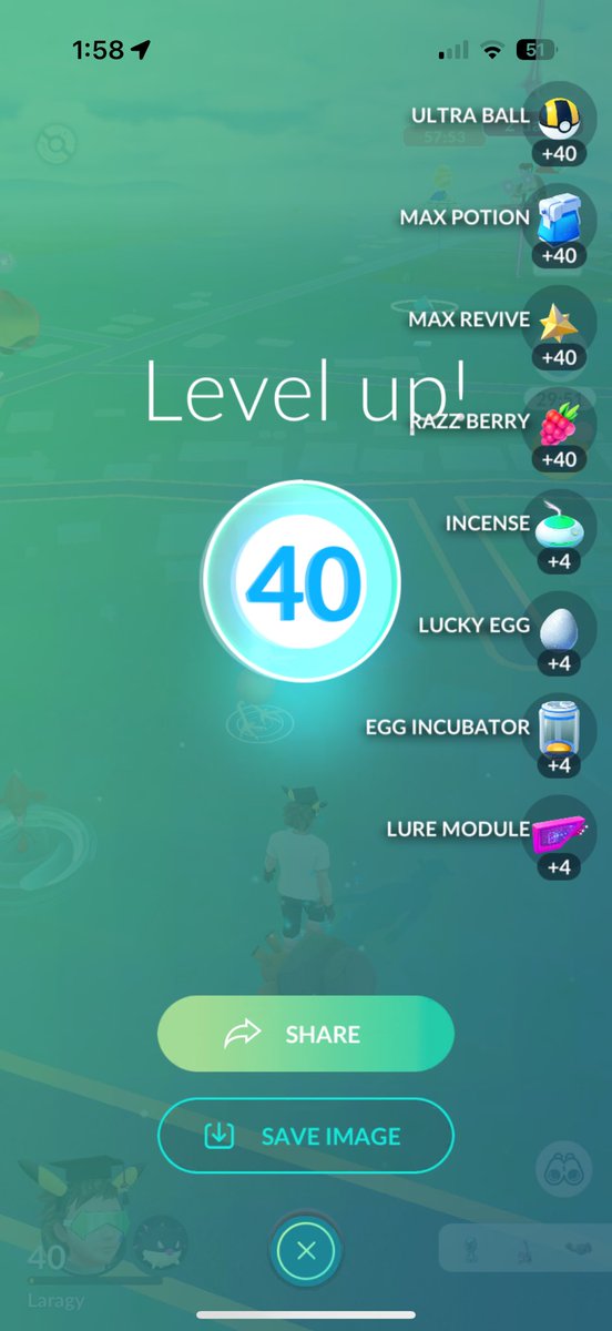 xxlaragyxx's tweet photo. Holy smokes. Level 40!
I started playing in 2016 and got to level 25! Iโve gone from 25-40 since September last year!
#Pokemongo #PokemonGO #Level40 #PokemonGOCommunityDay #Pokemon #Gaming #gamer #nerdboy #Nerdyboy https://t.co/9I0pNB0HUE