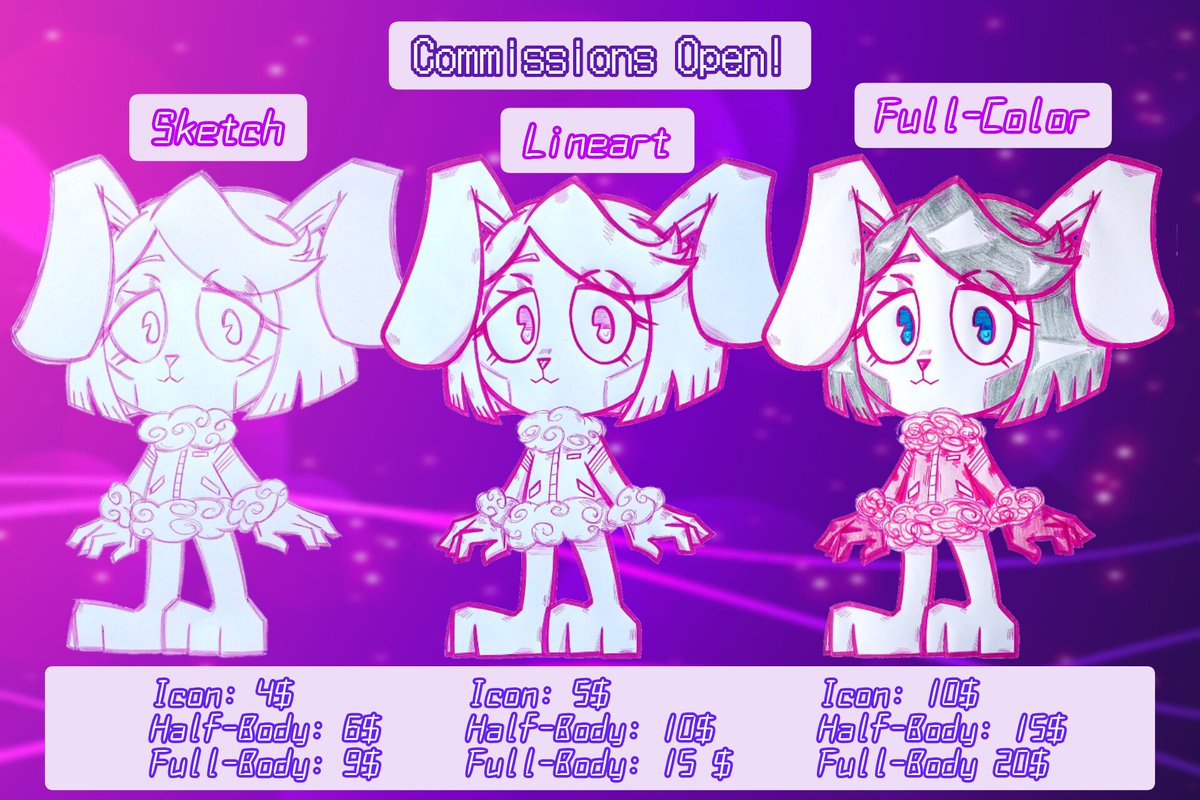 KosovaArt404's tweet photo. 💜 New Table!!! 🎆
.
.
.
✨ Everything is Traditional!!! ✨
.
.
.
#Commissions #CommissionsOpen #Comisiones #ComisionesAbiertas #CommissionsTable #TabladeComisiones #EmotesCommissions #TraditionalArt #Art https://t.co/3iXjGrcu04